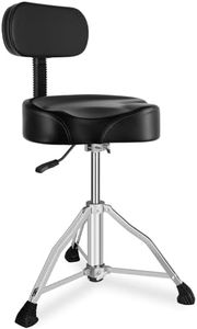 EASTROCK Drum Throne with Backrest Airlift Drum Chair Motorcycle Style Height Adjustable Heavy Duty Saddle Drum Seat with Backrest, Drum Stools with Back Rest for Drummer Adults（Motorcycle Black）