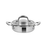 Meyer Select Nickel Free Stainless Steel Sauteuse with Glass Lid | Steel Frying Pan with Lid and 2 Side Handles | Gas and Induction Suitable | 24cm/ 2.91 Litre, Silver