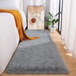 Przemy Fluffy Runner Rug for Bedroom Living Room, 2x6 Feet Grey Shag Area Rugs, Soft Fuzzy Carpet for Bedside Nursery Kids Room College Dorm, Plush Throw Rug for Home Decor