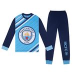 Manchester City F.C. Official Boys Sublimation Long Pyjamas Sky Blue 9-10 Years