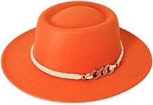 Lisianthus Women Wide Brim Fedora Hat with Belt Buckle Pork Pie Hat Carroty