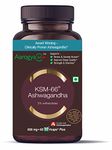 Aarogya360 Award winning KSM-66 Ashwagandha + BioPerine, 600 mg, 60 Veg Capsules,5% Withanolides, Stress relief, Strength Stamina, Thyroid Support - Vegan