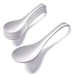 Btrquedo 6.75in Ceramic Soup Spoons Set of 6, Japanese Soup Spoons, Asian Soup Spoons, Chinese Soup Spoons for Noodles, Dumpling, Miso, Pho, Wonton