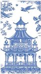 Caspari Chinoiserie Toile Pagoda Guest Towel Napkins in Blue - 15 Per Package