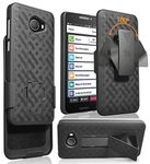 Case with Clip for Jitterbug Smart2, Nakedcellphone [Black Tread] Kickstand Cover with [Rotating/Ratchet] Belt Hip Holster Combo for GreatCall Jitterbug Smart2 Phone (5049SJBS2, Smart-2)