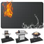 Aourow 48 x 30 inches Fireproof BBQ Mat for Under Grill,Double-Sided Oil-Proof Sillicone Fireplace/Fire Pit Mats for Outdoor Grill Deck & Patio Protector- Grill Pads & Floor Mats,Black