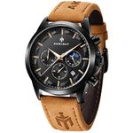 AKNIGHT Mens Watch Chronograph Stainless Steel Watches for Men Waterproof Date Analog Quartz Luminous Design Sports Business Wrist Watch…, 5160brown-black, Chronograph,Quartz Watch