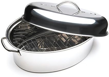 Fox Run Oval Roaster Set, Stainless Steel, 10-Quart