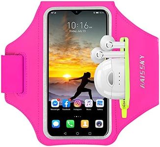 Running Armband with Earphone Bag Cell Phone Armband for iPhone 16 15 Pro 14 Plus 13 11 XR XS, Galaxy S24/S10 Water Resistant Sports Phone Holder Case & Zipper Slot Car Key Holder for 6.7 inch Phone