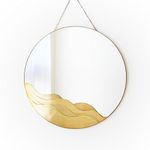 FONDAZZA Wall Hanging Mirror, Brass Wave Design, Mirror for Living room, Bedroom, Hallway, Entryway, Round/Circle.