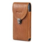 Hengwin Holster Fits for iPhone 15 Plus 14 Pro Max 12 Pro Max 11 Pro Max Samsung Galaxy A55 A15 A25 Note9 Note8 S21 Ultra Flip Case with Belt Clip Leather Cell Phone Holder for Men Belt Pouch (Brown)