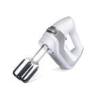 Hamilton Beach Professional 7-Speed Electric Hand Mixer, 150W, Slow Start, DC Motor, SoftScrape Beaters, Whisk, Dough Hooks, Snap-On Storage Case, White (62656)