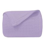 ARlinen 100% Cotton Blankets- Waffle Weave Cotton Blankets- Soft Lightweight Thermal Blankets (Lavender,California King)