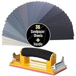 Bates- Sand Paper with Handle, 36 Pack, Sand Paper Set, Sandpaper, Sandpaper Assortment, Sand Paper Variety, Sanding Block, Sandpaper Block, Sandpaper for Wood, Automotive Sandpaper, Sand Block