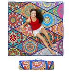 Fefede Waterproof Picnic Blankets Foldable & Portable 80''x80'' Boho Picnic Mat for Outdoors, Large Washable Picnic Blanket for Travel Camping Beach, Park Grass Picnic Blanket Accessories for Adults