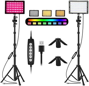 EMART RGB LED Photography Light with 51 inch Extendable Selfie Stick & Tripod Stand, Dimmable Video Light with Mini Table Tripod Stand, Portrait Shooting, YouTube DSLR Lighting