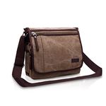 FANDARE Simple Men Postman Messenger Bag Portable Business Student Outdoor Travel Shoulder Bag Large Capacity Multi-Pocket Wear-Resistant Canvas Brown