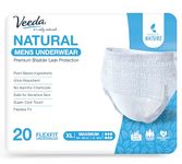 Veeda Natural Adult Incontinence Underwear for Men - Disposable Underwear for Bladder Leakage Protection - Adult Diapers for Men with Maximum Absorbency - X-Large Size - 20 Count