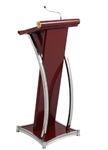 CCNOS Heavy-Duty with Mic Edition Podium Lectern Stand usefull for conferences, seminars, schools, colleges, and universities and public events (Rose Wood & Steel with mic)