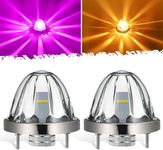 Partsam 2Pcs Dual Color Amber/Purple LED Glass Lens Watermelon Lights, Turn Signal Marker Lights with Stainless Steel Bezel Compatible with Kenworth Peterbilt Freightliner