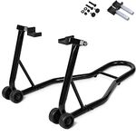 GiantexUK Motorbike Stand, Adjustable Rear Track Paddock Stand on Wheels, Heavy Duty Motorcycle Lift Stand for Workshop Garage Repair Shop (Black Body)