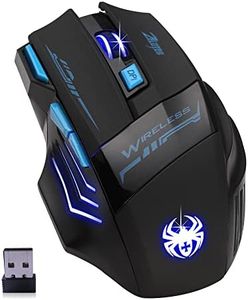 zelotes Mouse Wireless,Mouse Ergonomico Senza Fili,USB,7 Pulsanti,2400 DPI Mouse Gaming Wireless,Mouse Portatile per PC,Mac,Nero