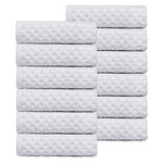 Cotton Craft Euro Spa Waffle Wash Cloth - Set of 12 Luxury Pure Ringspun Cotton Waffle Weave Bathroom Face Towel - Everyday Absorbent Hotel Gym Shower Beach Kitchen Travel Dorm - 12x12 - White