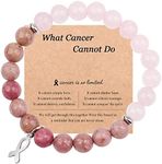 ZZLTAWS Breast Cancer Awareness Bracelets, Natural Stone Beaded Bracelets,Inspirational Bracelets Gifts for Women Girls Best Friend Sister, 7in, Stainless Steel, natural crystal stones