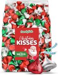 Hershey Holiday Kisses Milk Chocolate Christmas Colors, 1 lb Bulk Bag (Approx. 95 Pieces) – Red, Green, and Silver Foil Wrapped Chocolate for Holiday Parties, Stocking Stuffers, Candy Bowls, and Baking