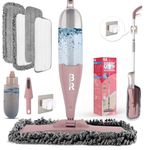 360° 3-in-1 Microfiber Spray Mop for Floor Cleaning Dry Wet Dust Mop for Hardwood, Laminate, Tile & Wood Floors Large Capacity Bottle 4 Reusable Pads Scraper Holder Kitchen Multi-Surface