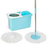 Presto! Spin Mop, Rectangular Bucket with Steel Basket and In-Built Wheels, 2 Refills