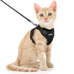 Dooradar Cat Harness and Leash Escape Proof for Walking, Adjustable Vest Harness for Small Medium Cats, Soft Easy Control Jacket, Black, XS