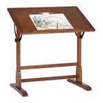 SD STUDIO DESIGNS Top Adjustable Drafting Craft Drawing Hobby Table Writing Studio Desk, Poplar Wood, Rustic Oak, 36''W x 24''D