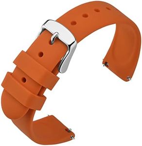 ANNEFIT Watch Band, Silicone Quick Release Soft Rubber Replacement Watch Strap 18mm with Silver Buckle (Orange)