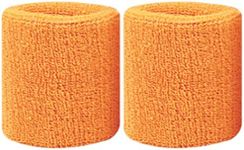 HAPPYWENDY Colorful Cotton Sport Wristbands for Men and Women - 3" Athletic Terry Cloth Sweatbands in Neon Colors - Wrist Sweat Bands for Tennis, Basketball, Running, Gym (1 Pair) (Apricot)