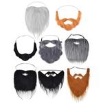 8 Pcs Fake Mustaches,Funny Fake Beard with Adjustable Elastic Strap,Costume Accessories for Halloween,Party,Cosplay