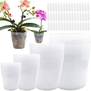 Baaxxango 48 PCS Plant Nursery Pots,Transparent Plastic Gardening Pot,Soft Clear Plastic Planter with Drainage Hole for Seedling Succulent Vegetable with 48 Labels,6/5/4/3 Inch