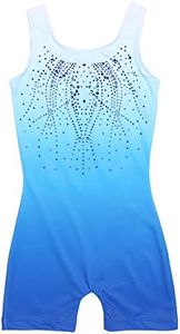 Arshiner Leotards for Girls Gymnastics with Shorts Color Gradient Shiny Diamond Kids Biketard