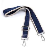 S&loyoe Silver bucklePurse Straps Replacement Crossbody Bag Strap Adjustable Wide Guitar Straps for Handbags 1.5inch (abyrinth Stripes Dark Blue Silver)