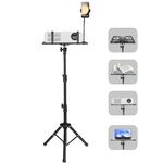 Laptop and Projector Tripod Stand and Lectern Podium Stand with Elastic Belts & Fixed Sponge pads to Protect Device, Portable Music Stand DJ Racks From 23.6" to 45.3" Perfect for Office Home Studio