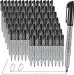Permanent Markers, Ultra Fine Point,Black,100 Count, 0.4mm, Fine tippermanent marker set, quick dry,waterproof, fading resists, durable,marks on paper, glass, ceramic, plasticwood, rock, metal