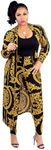 Max2co Women 2 Piece Outfits Floral Long Sleeves Open Front Cardigan Cover up with Leggings High Waist Long Pants Set Gold 3XL