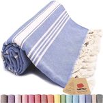 Bazaar Anatolia Turkish Beach Towel 100% Cotton Bath Towels Oversized Quick Dry Boho Farmhouse Decor Sheets Bathroom Towels Sand Free Camping Blanket Royal Navy 71x39 inches - Stripe Dark Blue