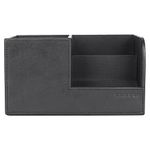 CLADD INTERNATIONAL Vegan Leather Compact Office Desk Organizer Multifunctional Storage with 3 Compartment | Stationery Supplies | Business Card | Remote | Makeup Accessories | Mobile | Black