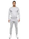 BRAND KRUZE Mens Crew Neck Long Sleeve Tracksuit Set Sweatshirt and Joggers KZMS138 TRACKSUIT GRY XL