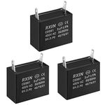 uxcell CBB61 Run Capacitor 450V AC 3uF Single Insert Metallized Polypropylene Film Capacitors for Ceiling Fan, 3pcs