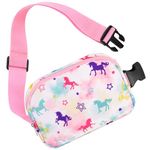 Kids Unicorn Fanny Pack Belt Bag - Girls Fanny Pack Fanny Bag with Adjustable Waistband 20-35.5 Inch, Girls Waist Bag Unicorn Multiple Compartments Fanny Bag Girls Sports Bag Child Runner Bag Gifts