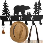 Suwimut Coat Rack Wall Mount with 6 Hooks, Bear Design Black Metal Wall Hook Key Holder for Hanging, Decorative Animal Theme Coat Hook for Towel, Clothes, Hat, Bathroom, Entryway, Home, Bedroom