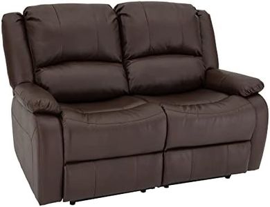 RecPro Charles Collection Recliner RV Sofa with Console and Cupholders | Zero Wall Loveseat for Camper | Wall Hugger Couch (Mahogany, 58")
