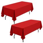 Showgeous 2 Pack Red Polyester Tablecloth for 8ft Rectangle Tables 60 x 126 Inch Rectangular Fabric Table Clothes Washable Red Table Covers for Wedding Banquet Party Restaurant Buffet Camping